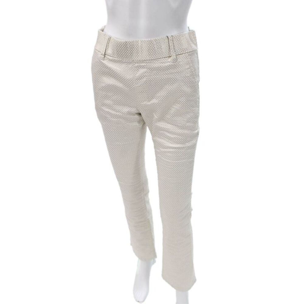 Flog Women Dress Pants White Cotton Geometric Button Size 30